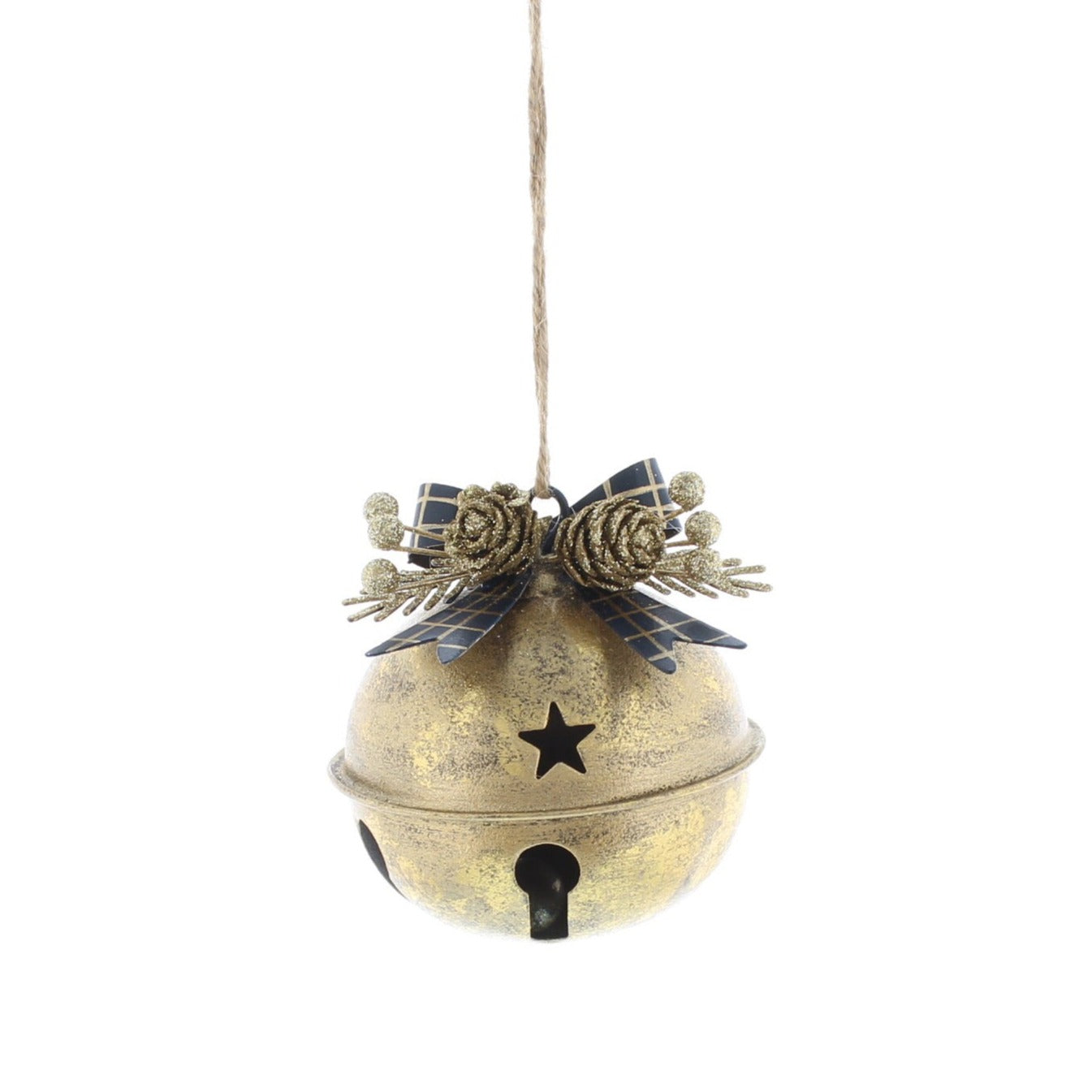 Christmas Gold Sleigh Bell Tree Decoration 8cm