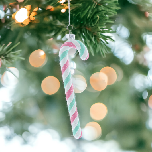 Pink and Green Candy Cane Hanging Christmas Decoration