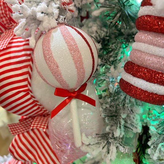 Pink and Red Stripe Lollipop Christmas Decoration