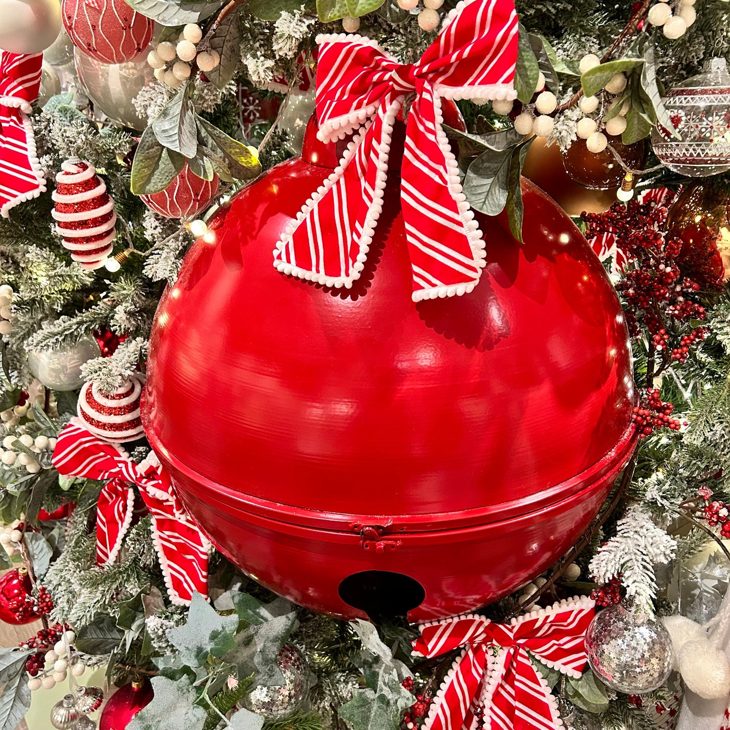 Set of 3 Red Oversized Metal Christmas Bells