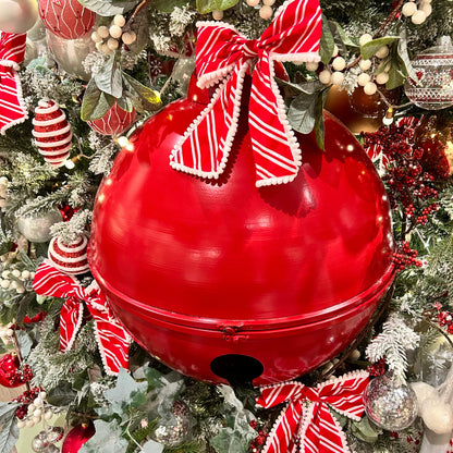 Set of 3 Red Oversized Metal Christmas Bells