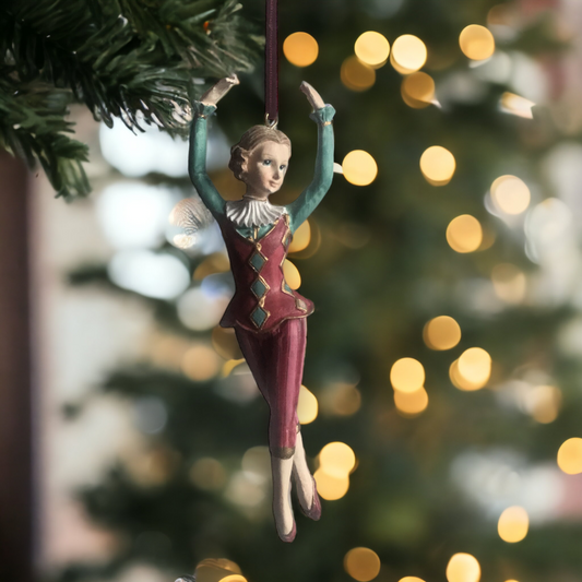 Harlequin Ballet Girl Hanging Christmas Tree Ornament