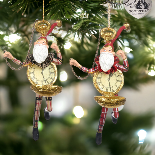 Royal Tartan Santa Clock Hanging Decoration