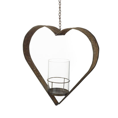 Hanging Metal Heart Tealight Holder