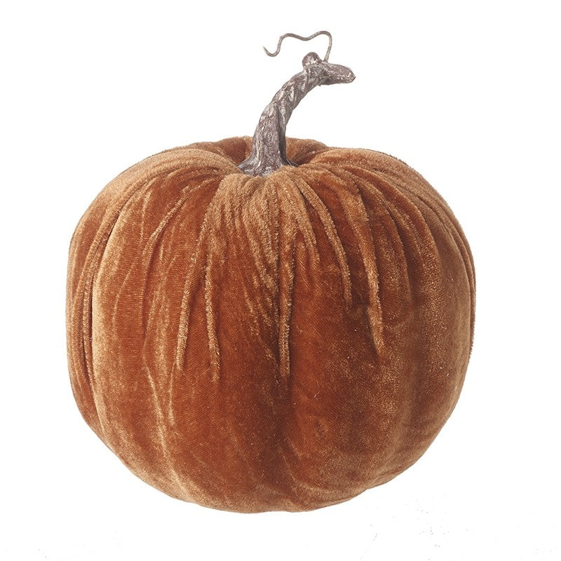 Velvet Dark Orange Pumpkin Decoration