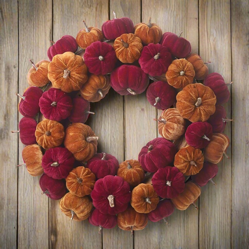 Velvet Mixed Pumpkin Wreath