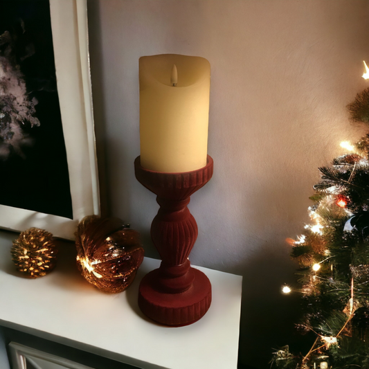 Burgundy Velour Candle Holder