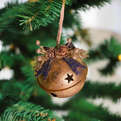 Christmas Gold Sleigh Bell Tree Decoration 8cm