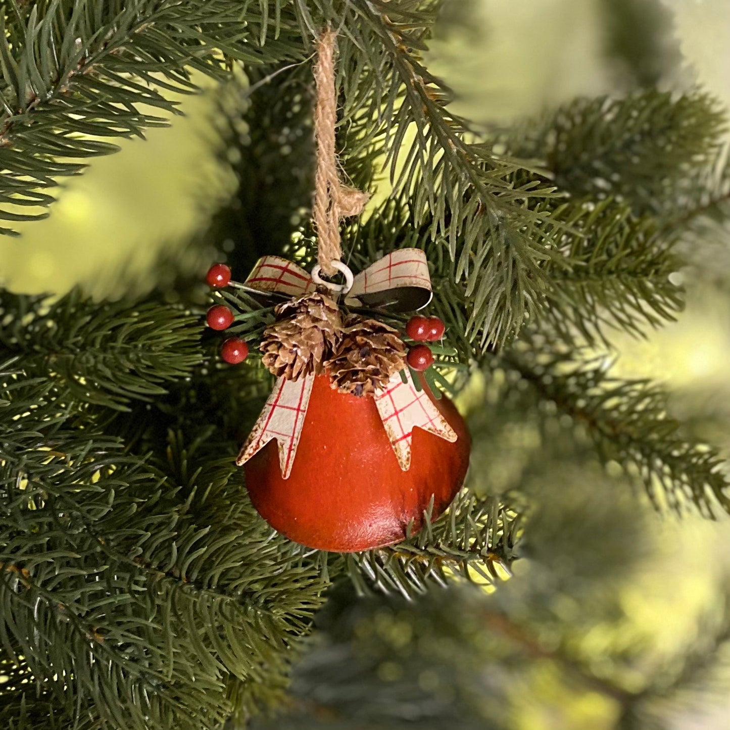 Red Bell with Foliage Decoration 8cm