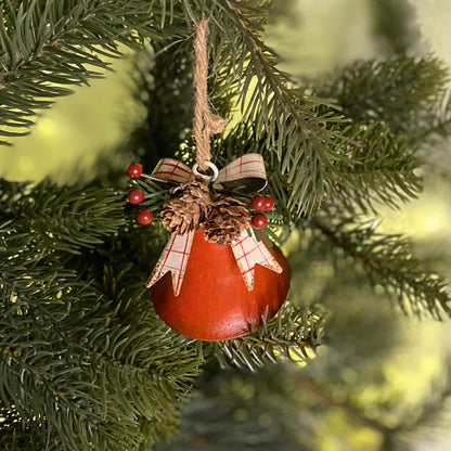 Red Bell with Foliage Decoration 8cm