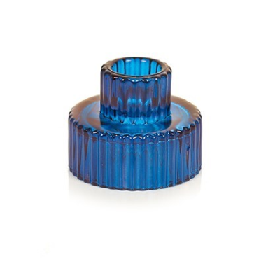 Blue Glass Candle Holder