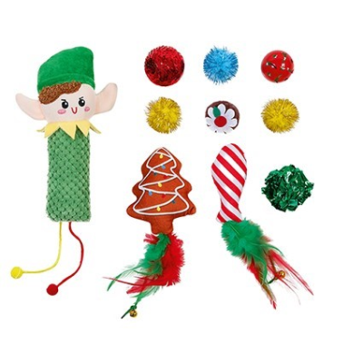 10 Piece Christmas Cat Toy Gift Set