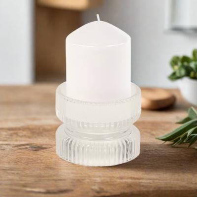 Clear Glass Candle Holder