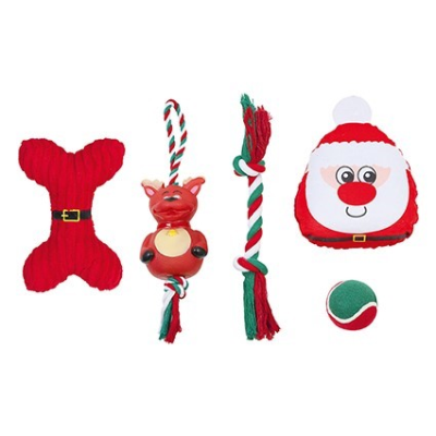 5 Piece Christmas Dog Toy Gift Set