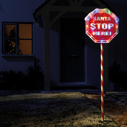 Premier Santa Stop Here Lit Sign