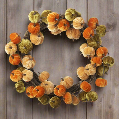 Autumn Velvet Pumpkin Wreath