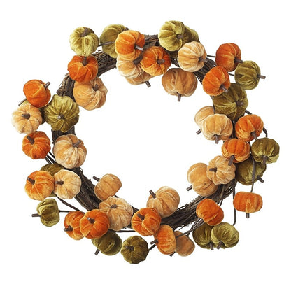 Autumn Velvet Pumpkin Wreath