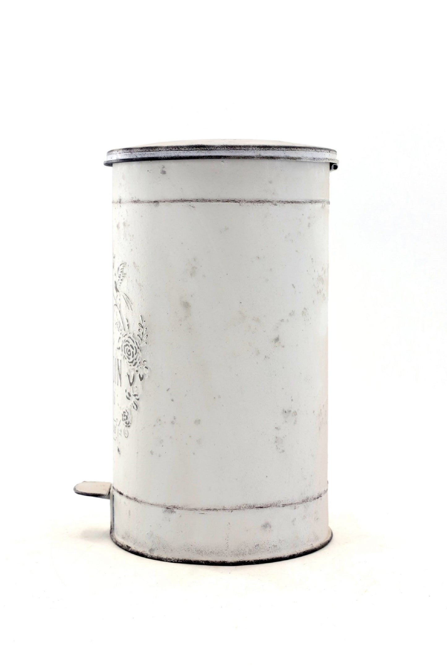 White Metal Garden Pedal Bin