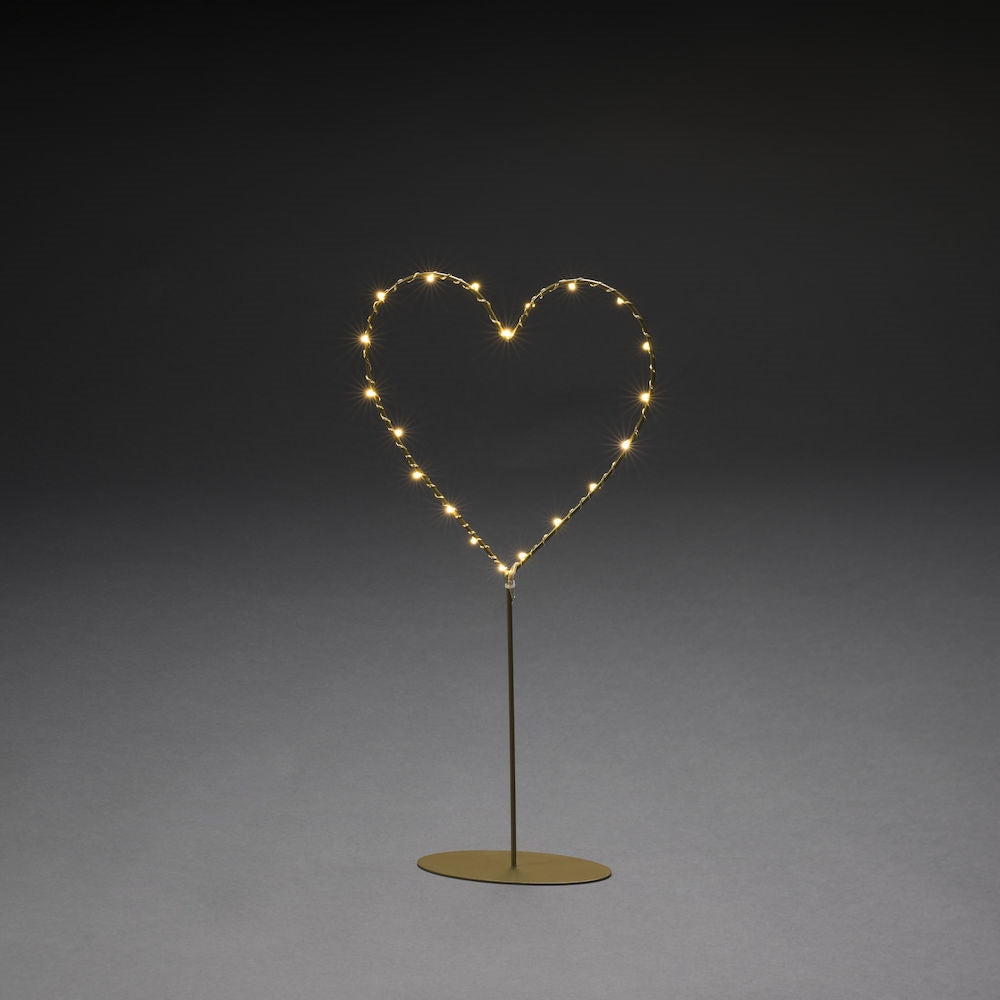 Gold 40cm Standing Heart Light