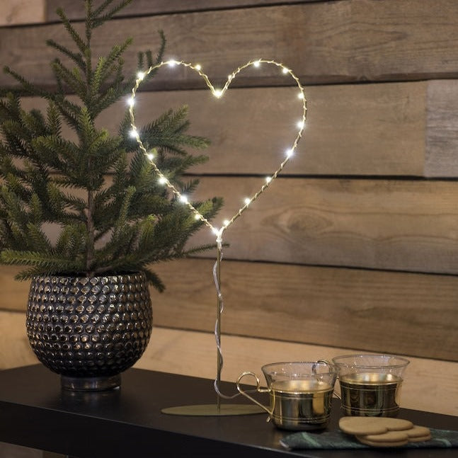 Gold 40cm Standing Heart Light