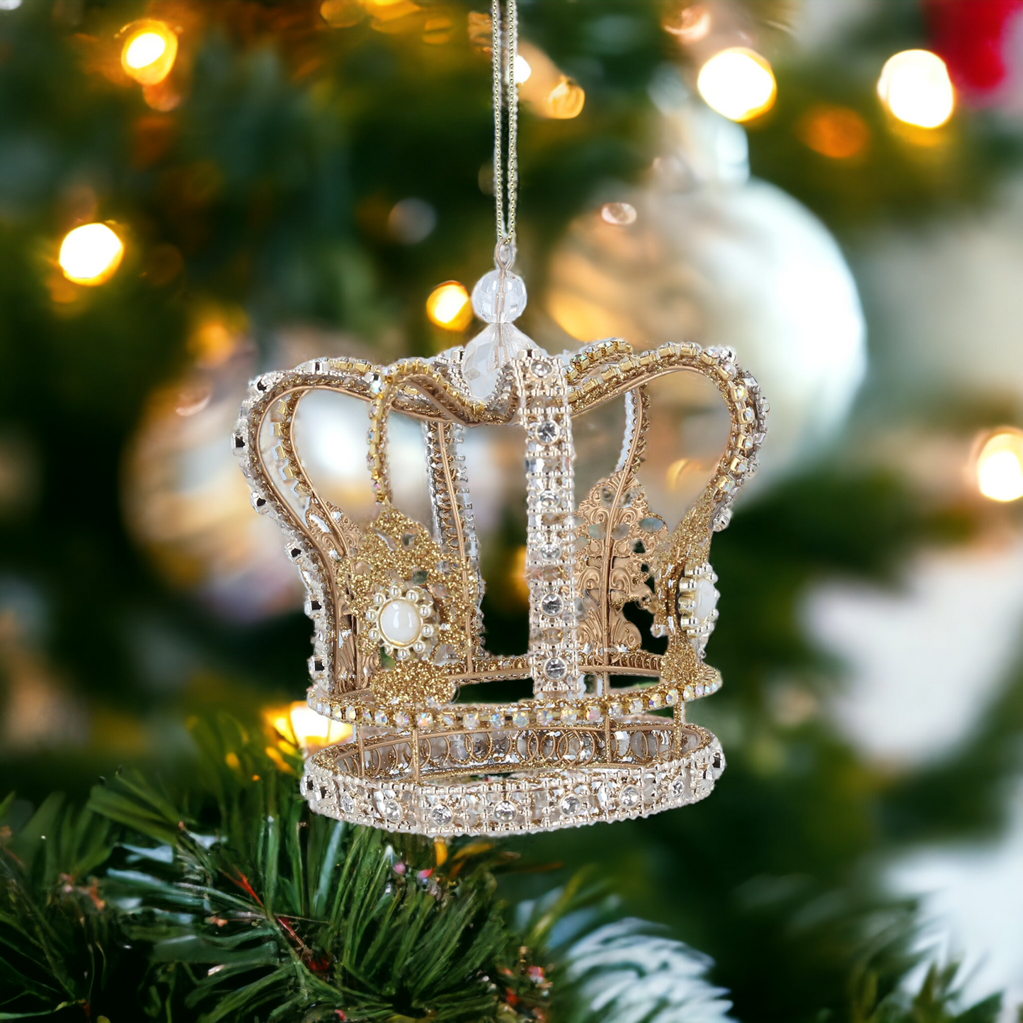 Gold Diamante Crown Hanging Decoration