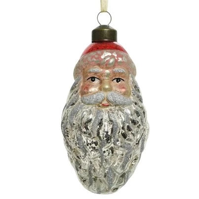 Set of 2 Glass Santa Christmas Bauble