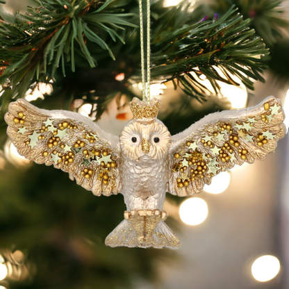 Two-Tone Gold Flying Owl Hanging Decoration