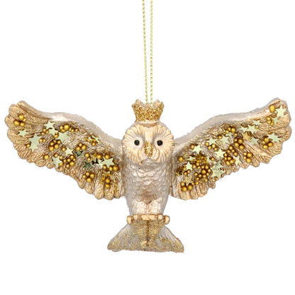 Two-Tone Gold Flying Owl Hanging Decoration