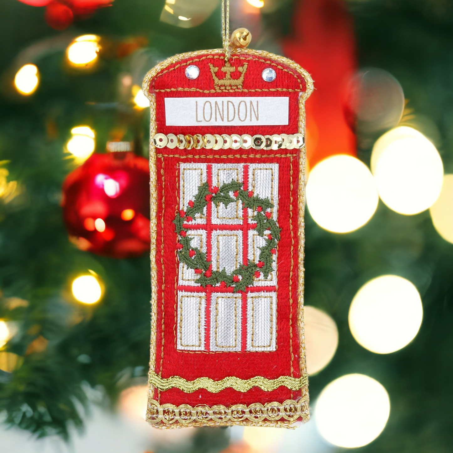 London Phone Box Fabric Hanging Decoration