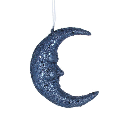 Blue Glitter Moon Christmas Decoration