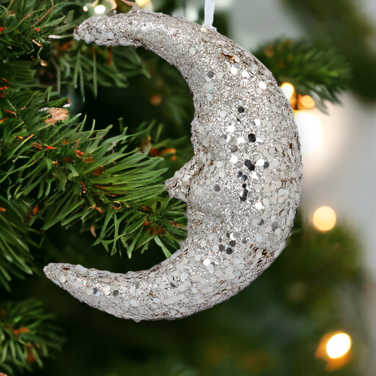 Gold Glitter Moon Hanging Decoration