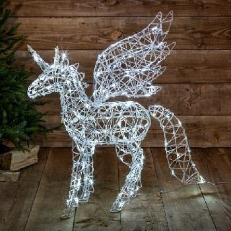 Noma White Wicker Christmas Unicorn 1.2m