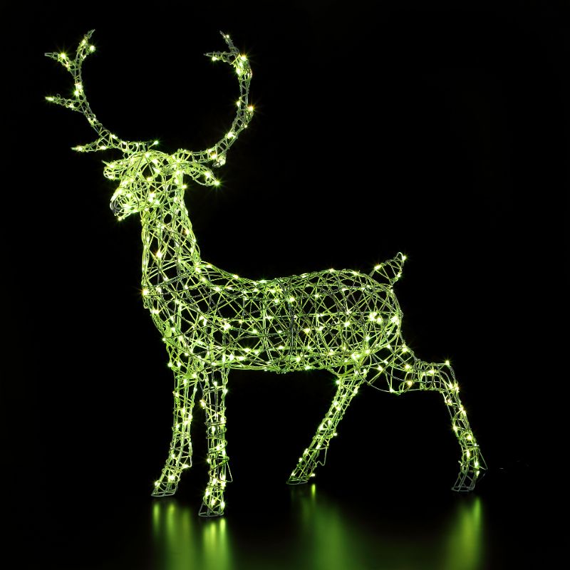 Noma Colour Changeable White Wicker Christmas Stag 1.4m