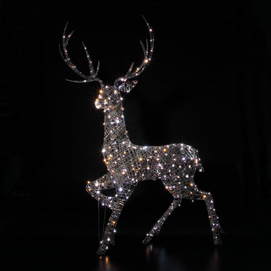 Noma Grey Duo Bulb Highland Christmas Stag 2m Outdoor Decoration