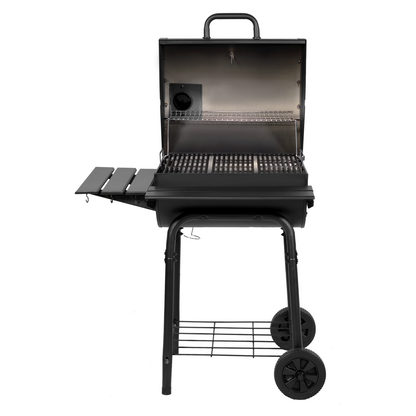 Char-Griller Wrangler Charcoal BBQ with Black Metal Shelves