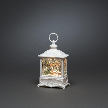 Konstsmide White Water Lantern with Flying Santa Scene