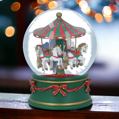 Horse Carousel Musical Snow Globe