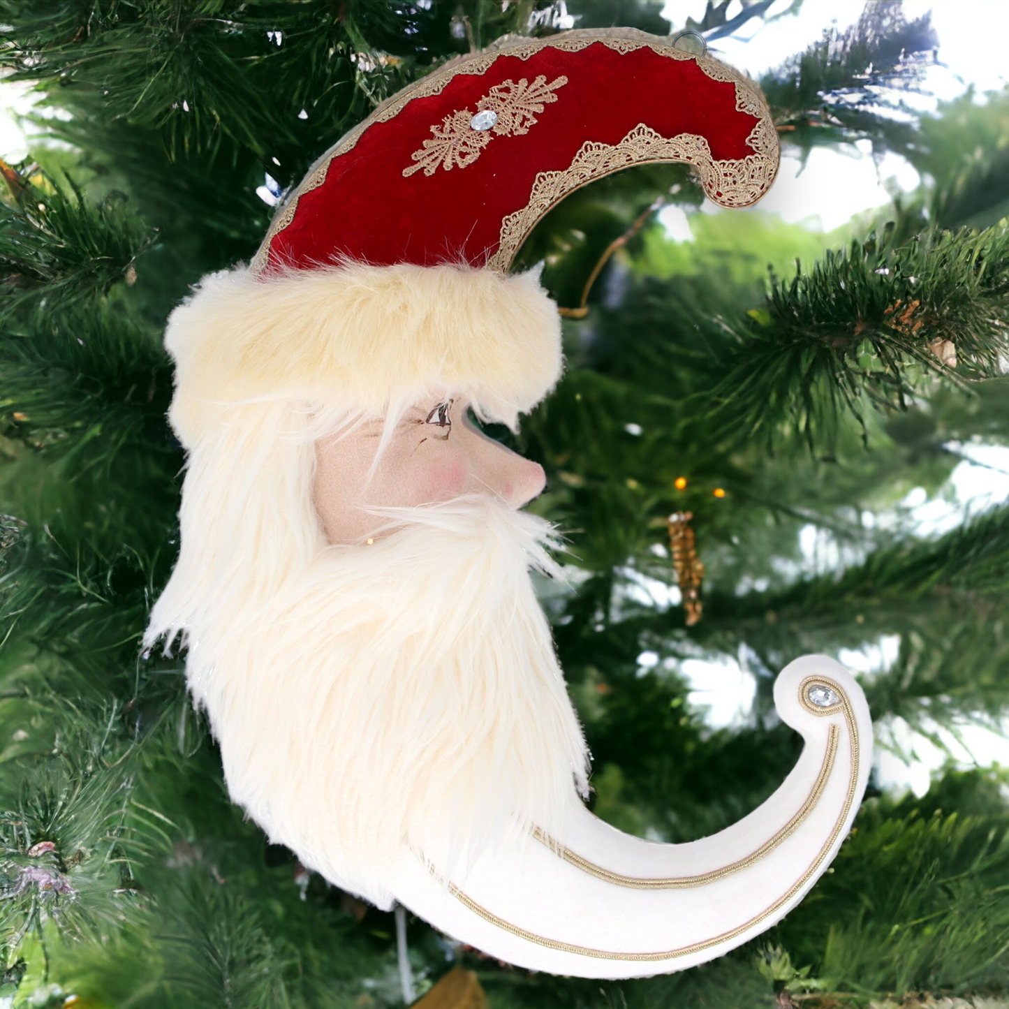 Santa Head Moon Hanging Decoration 50cm