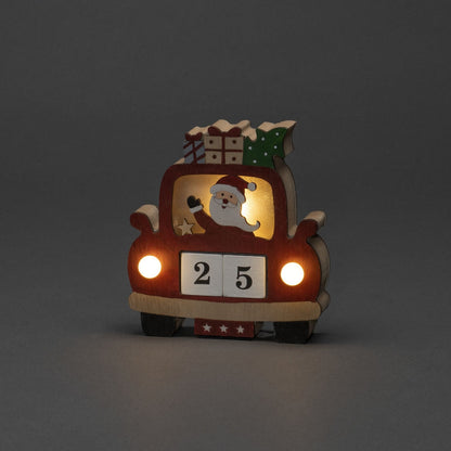 Santa in Car Wooden Advent LED