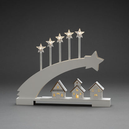 White Wooden Shooting Star Christmas Candle Bridge