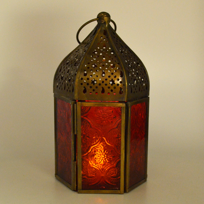 Moroccan Style Red Set Of 2 Small Lanterns