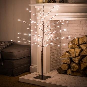 Noma 1.2m Warm White Flocked Berry Twig Tree