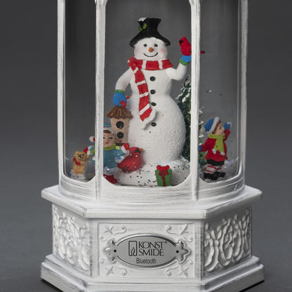 Konstsmide Antique White Snowman Scene Water Lantern with Bluetooth Speaker