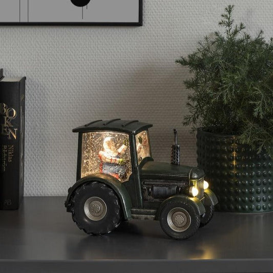 Tractor with Old Man Christmas Water Lantern