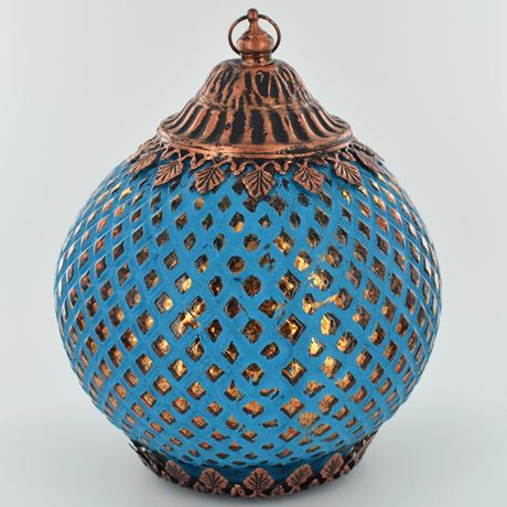 Morrocan Style Blue Glass Lantern