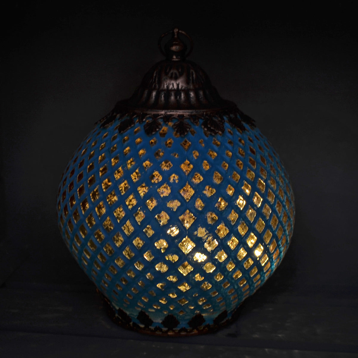 Morrocan Style Blue Glass Lantern