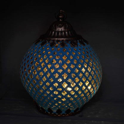 Morrocan Style Blue Glass Lantern