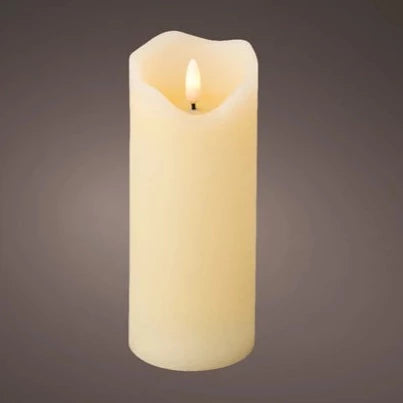 Cream Wax LED Pillar Candle Melted Effect 13cm