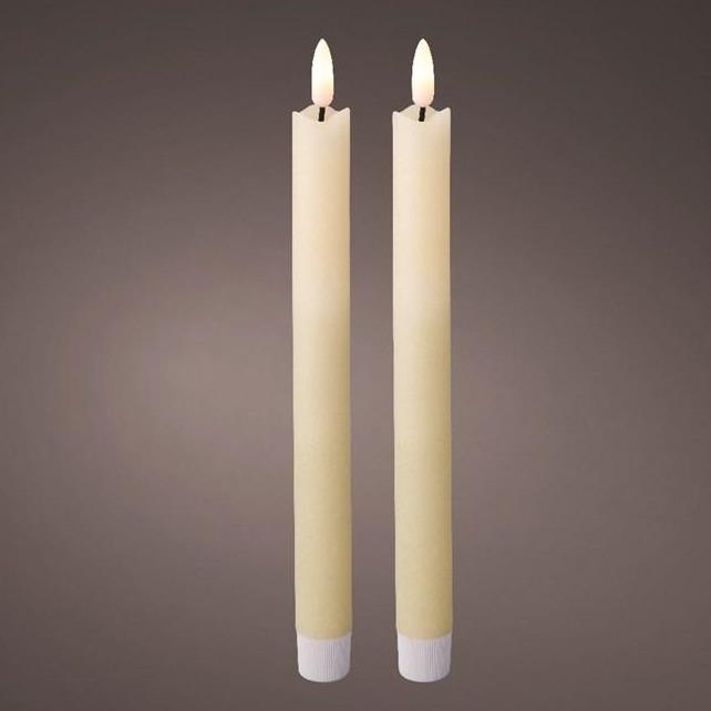 set of 2 led wick candles on a plain grey background 