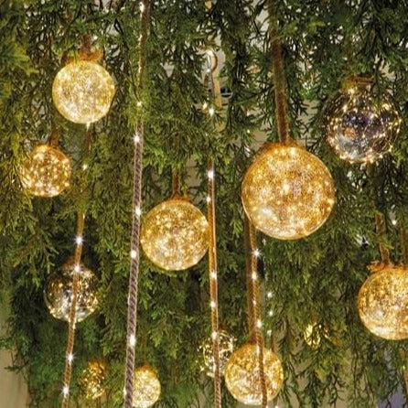 Lumineo Micro LED 10cm Ball with Jute Rope Hanging Decoration